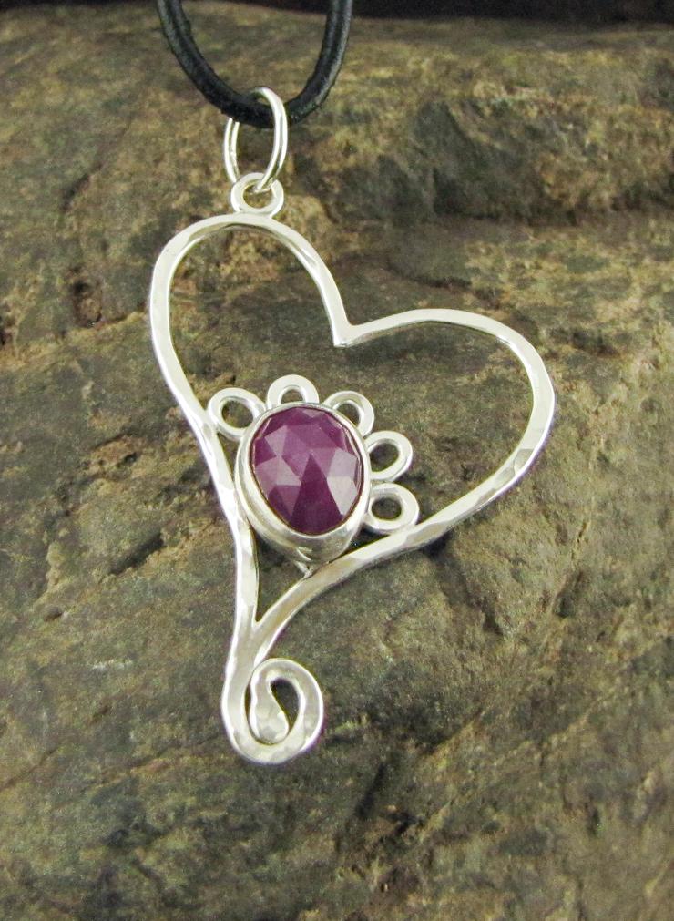 Heart Pendant with Pink Sapphire