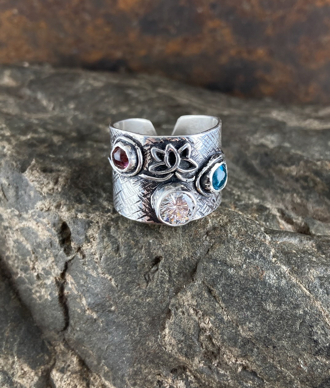 Kyanite and Silver Adjustable Ring